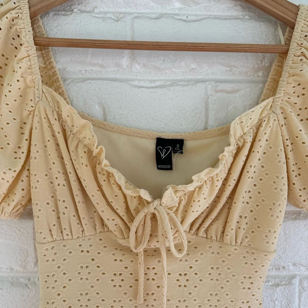 Windsor Light Yellow Eyelet Dress - Picture 5 of 10